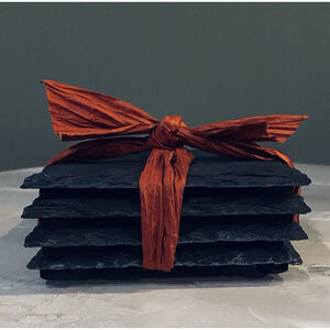 Slate Drink Coasters🥃 Natural Stone🪨 4" x 4" Square 🎁Gift Set of 4